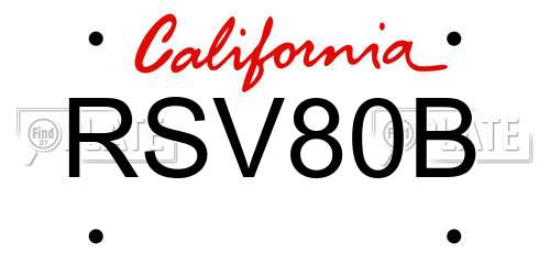 RSV80B California License Plate