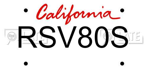 RSV80S California License Plate