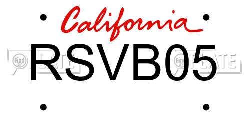 RSVB05 California License Plate