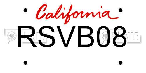 RSVB08 California License Plate