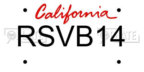 RSVB14 California License Plate