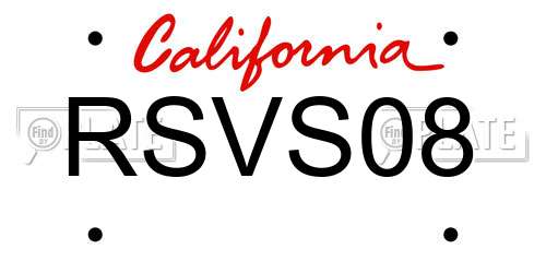 RSVS08 California License Plate