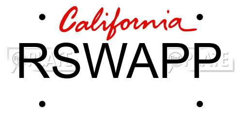 RSWAPP California License Plate