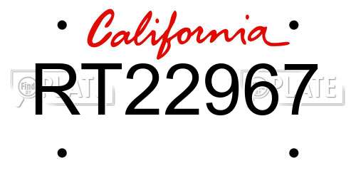 RT22967 California License Plate