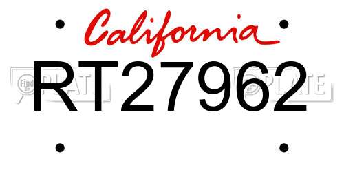 RT27962 California License Plate