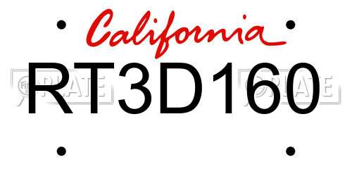 RT3D160 California License Plate