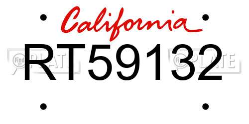 RT59132 California License Plate