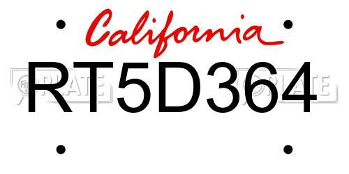 RT5D364 California License Plate