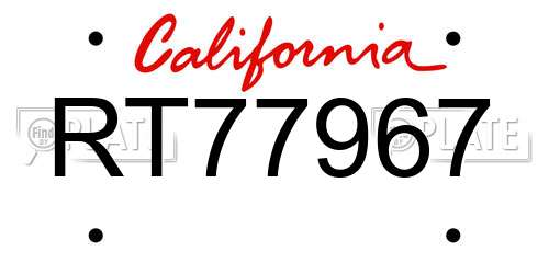 RT77967 California License Plate