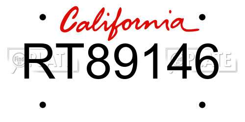 RT89146 California License Plate