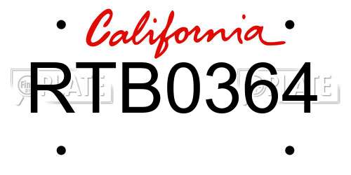 RTB0364 California License Plate