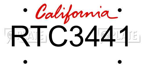 RTC3441 California License Plate