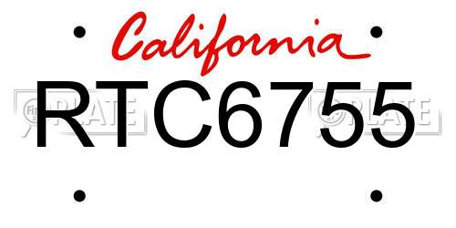 RTC6755 California License Plate