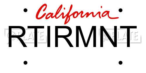 RTIRMNT California License Plate