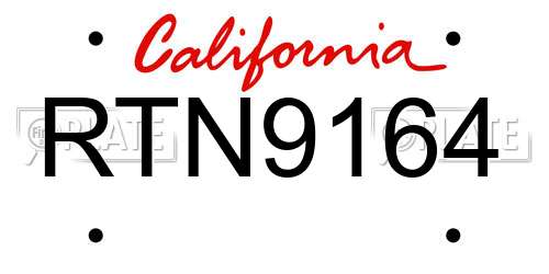 RTN9164 California License Plate