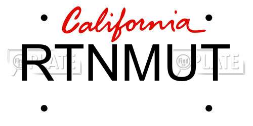 RTNMUT California License Plate