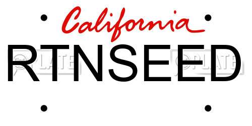 RTNSEED California License Plate