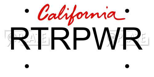 RTRPWR California License Plate