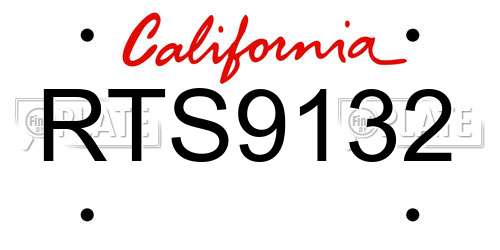 RTS9132 California License Plate