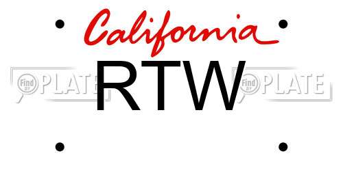 RTW California License Plate