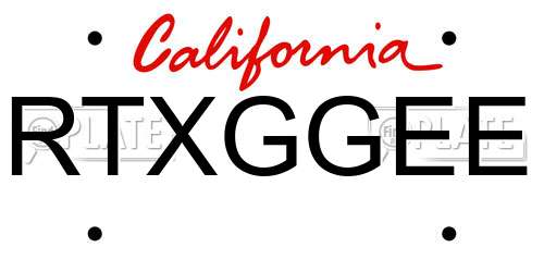 RTXGGEE California License Plate