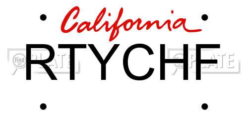 RTYCHF California License Plate