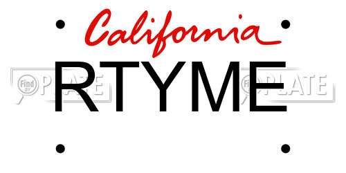 RTYME California License Plate