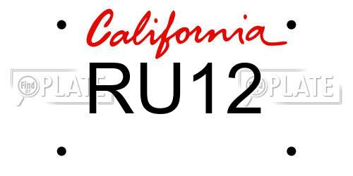 RU12 California License Plate