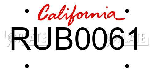 RUB0061 California License Plate