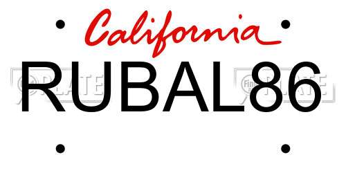 RUBAL86 California License Plate