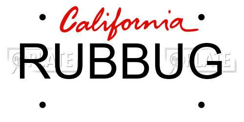 RUBBUG California License Plate