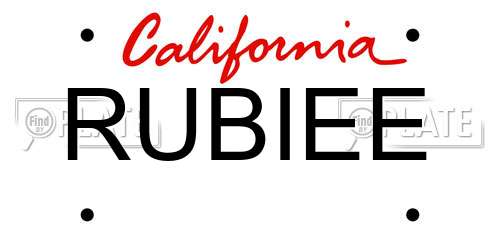 RUBIEE California License Plate