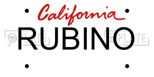 RUBINO California License Plate