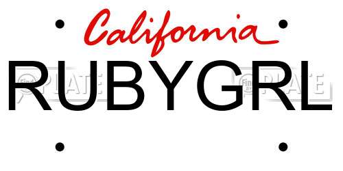 RUBYGRL California License Plate