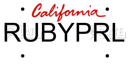 RUBYPRL California License Plate