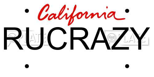 RUCRAZY California License Plate