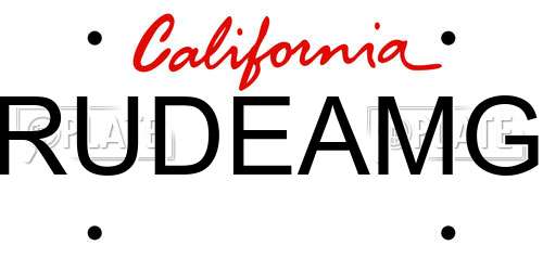 RUDEAMG California License Plate