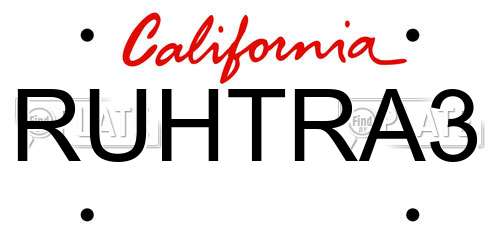 RUHTRA3 California License Plate