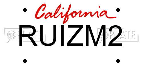 RUIZM2 California License Plate