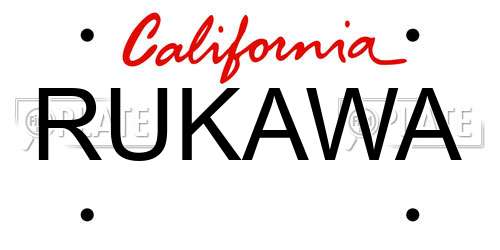 RUKAWA California License Plate