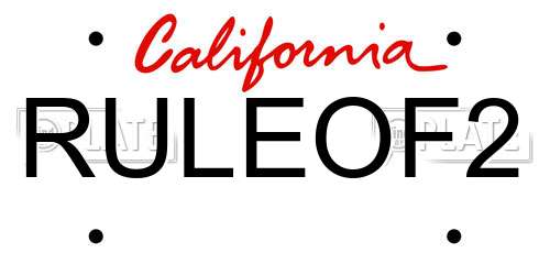 RULEOF2 California License Plate