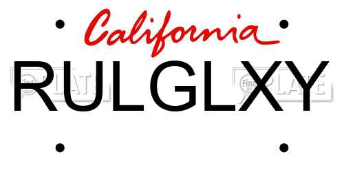 RULGLXY California License Plate
