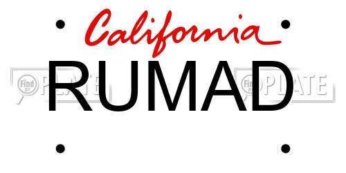 RUMAD California License Plate