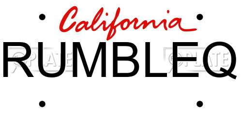 RUMBLEQ California License Plate