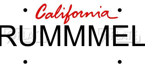 RUMMMEL California License Plate