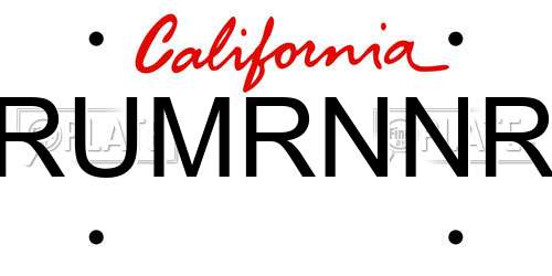 RUMRNNR California License Plate