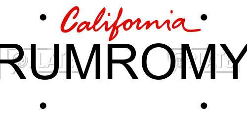 RUMROMY California License Plate