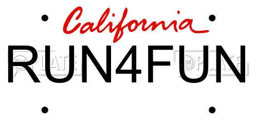 RUN4FUN California License Plate