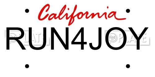 RUN4JOY California License Plate