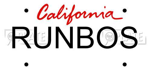 RUNBOS California License Plate